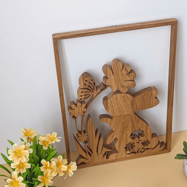 Tableau lapin en chêne