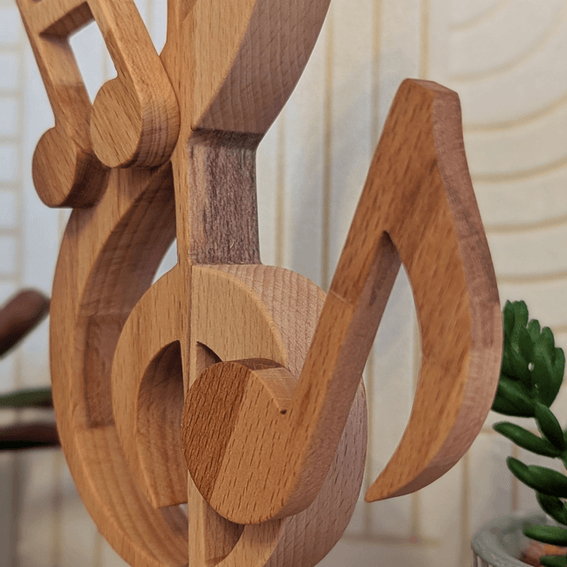Clef de sol et notes en bois (hêtre)