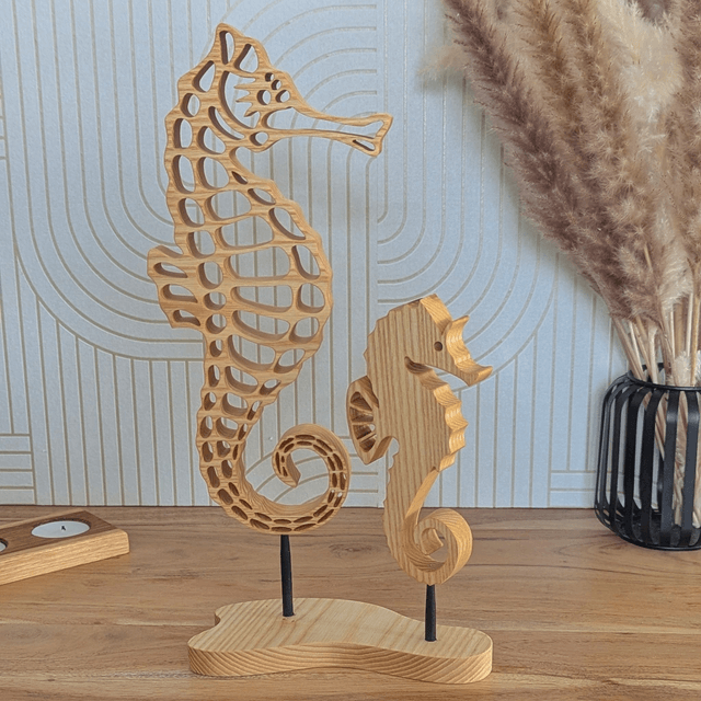 Duo Hippocampes en frêne massif