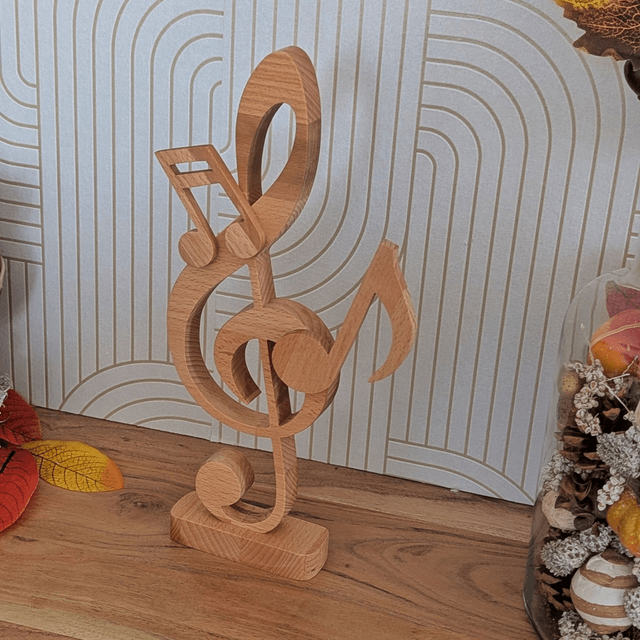 Clef de sol et notes en hêtre