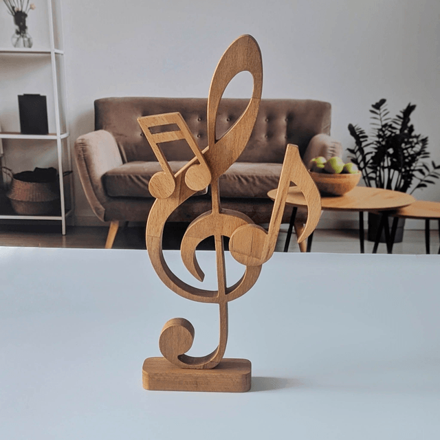 Clef de sol et notes en hêtre