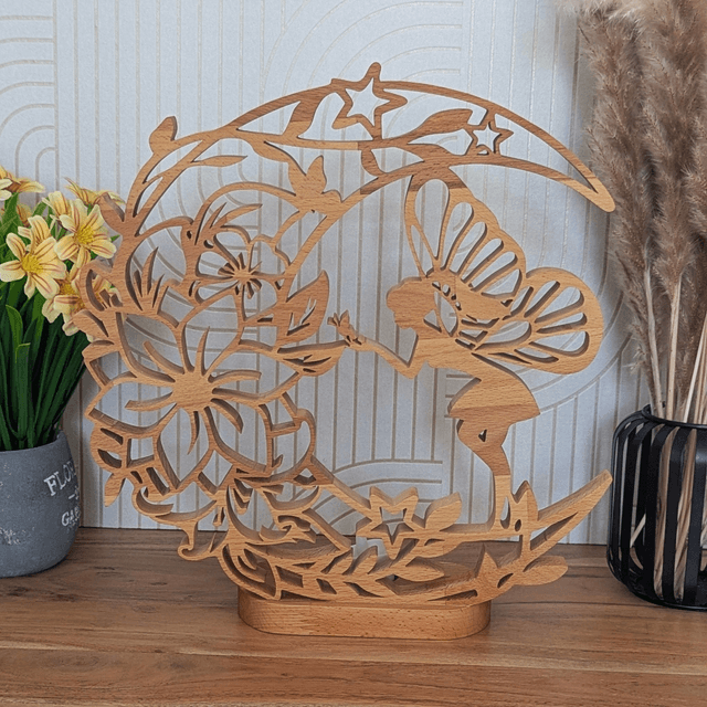 Lune féerique en hêtre