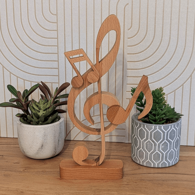 Clef de sol et notes en bois (hêtre)
