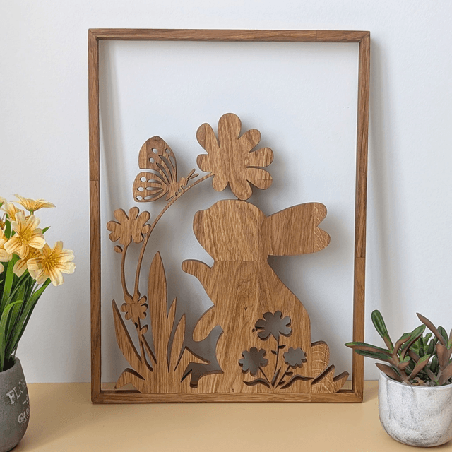 Tableau lapin en chêne