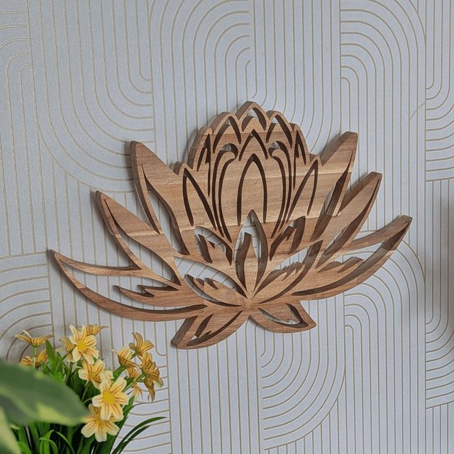 Fleur de lotus XL en acacia