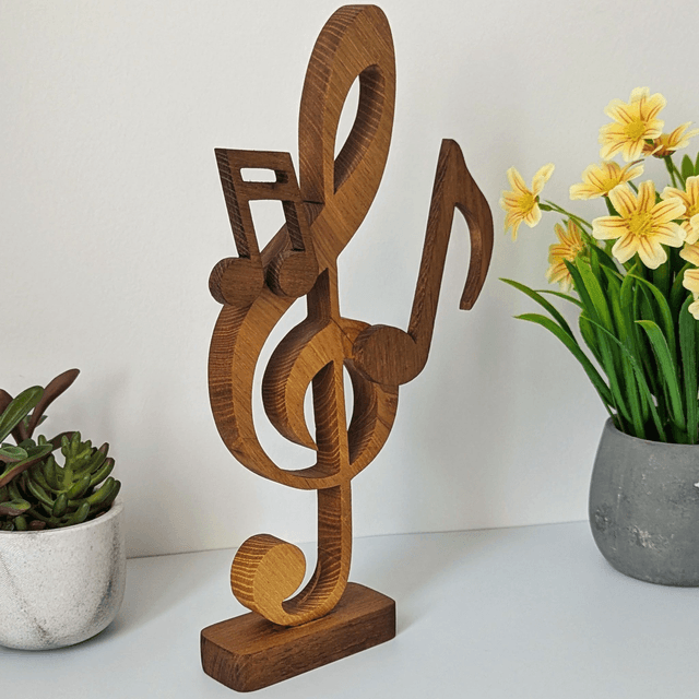 Clef de sol et notes en acacia
