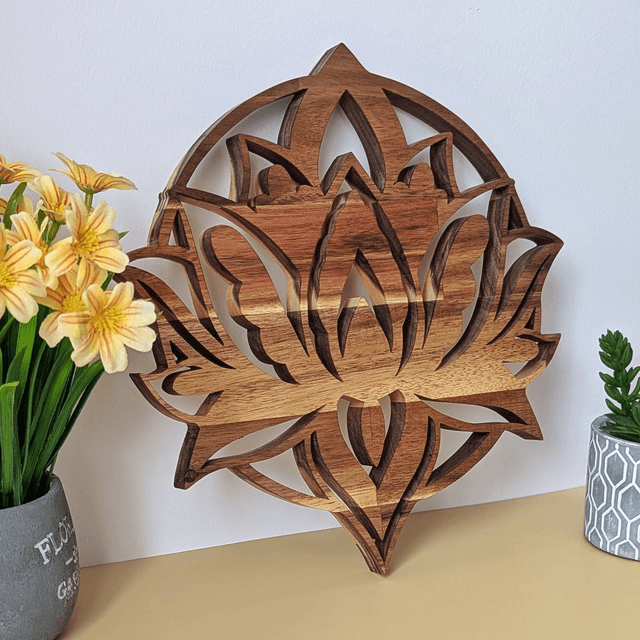 Fleur de lotus en acacia