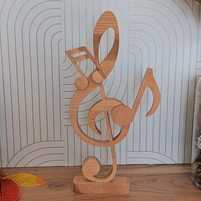 Clef de sol et notes en hêtre