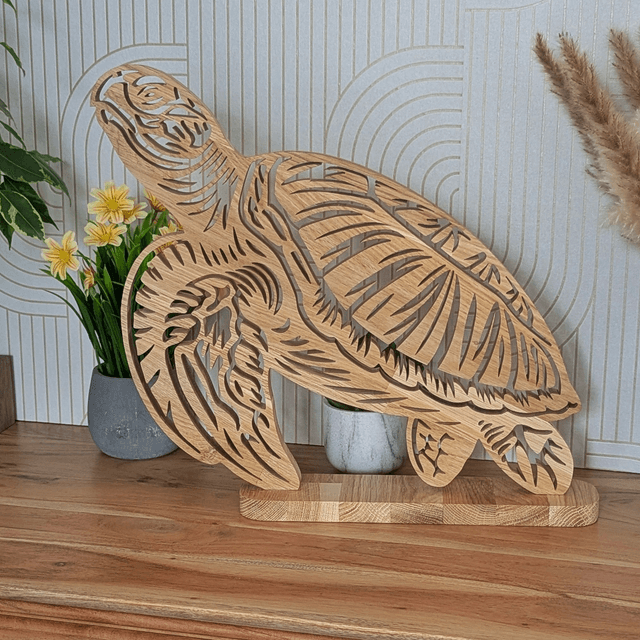 Tortue de mer XXL en chêne