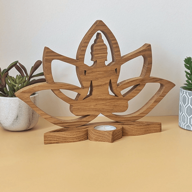 Fleur de lotus bouddha en chêne