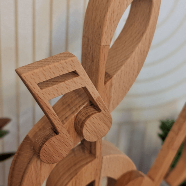Clef de sol et notes en bois (hêtre)