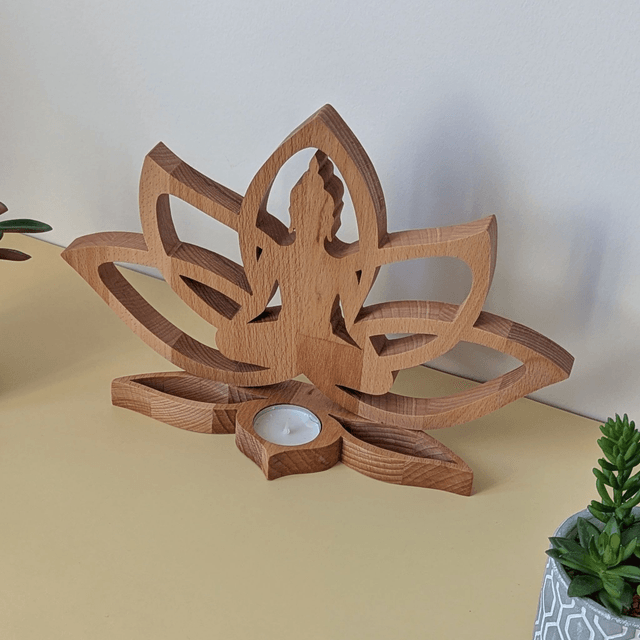 Fleur de lotus bouddha en hêtre