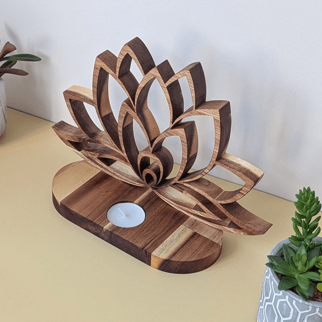 Fleur de lotus en acacia