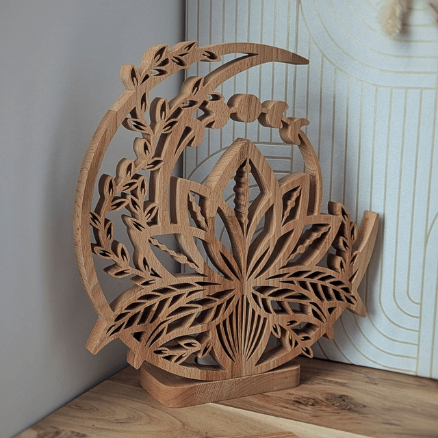 Lune de lotus en hêtre
