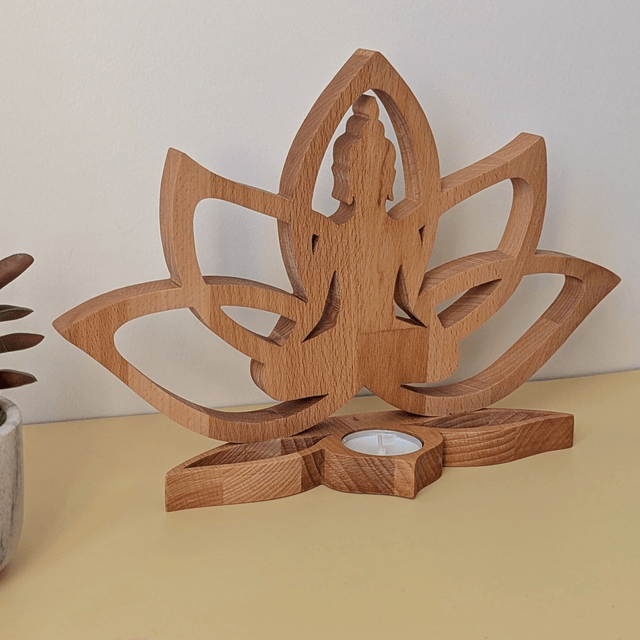 Fleur de lotus bouddha en hêtre