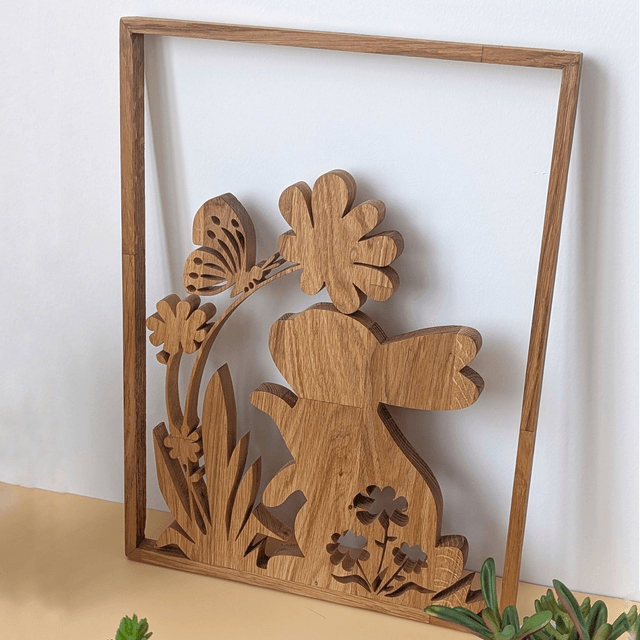 Tableau lapin en chêne