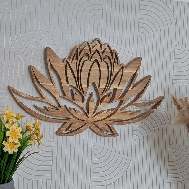 Fleur de lotus XL en acacia