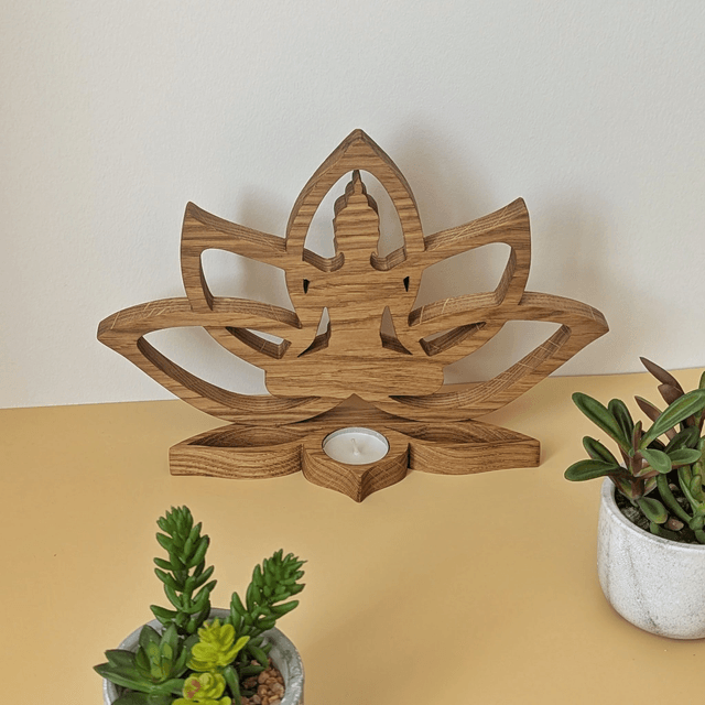 Fleur de lotus bouddha en chêne
