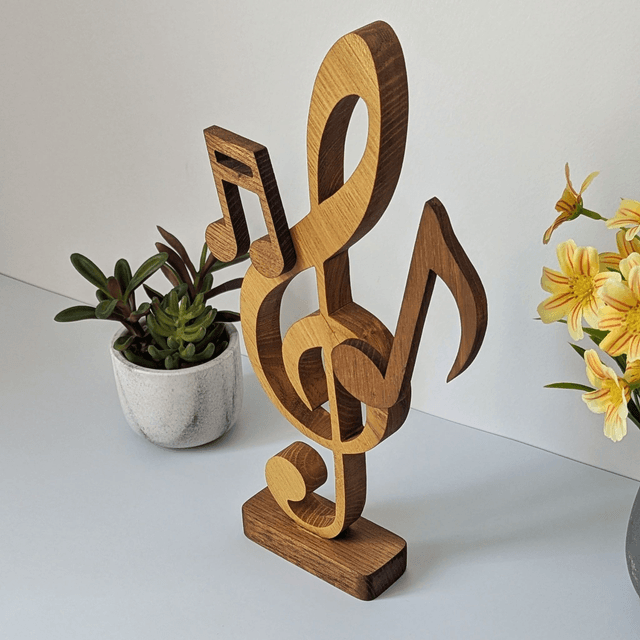 Clef de sol et notes en acacia