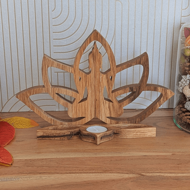 Fleur de lotus bouddha en chêne
