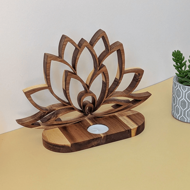Fleur de lotus en acacia