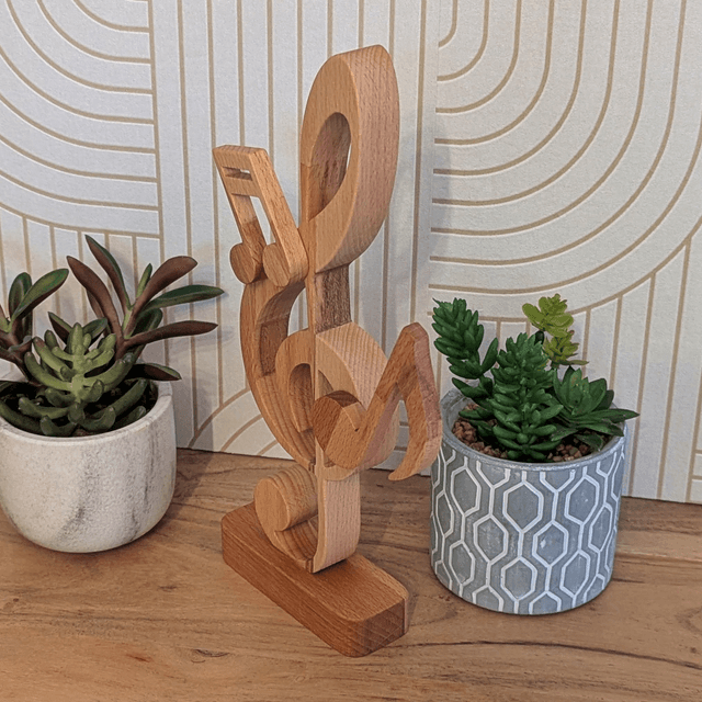 Clef de sol et notes en bois (hêtre)