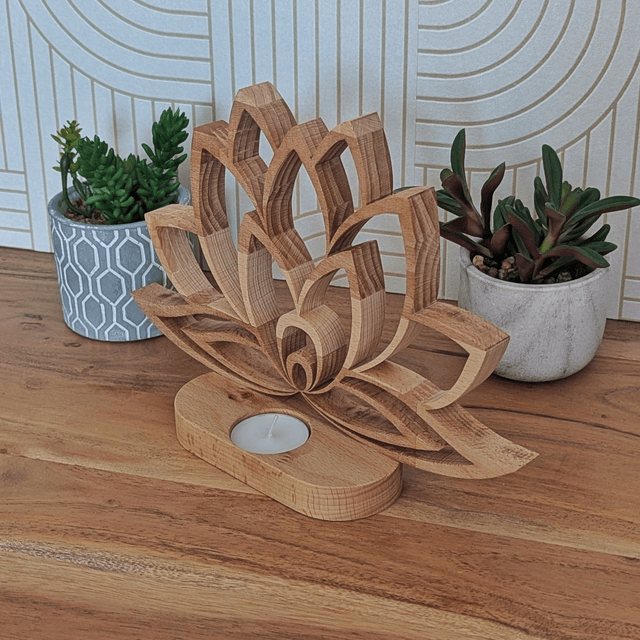 Fleur de lotus en hêtre