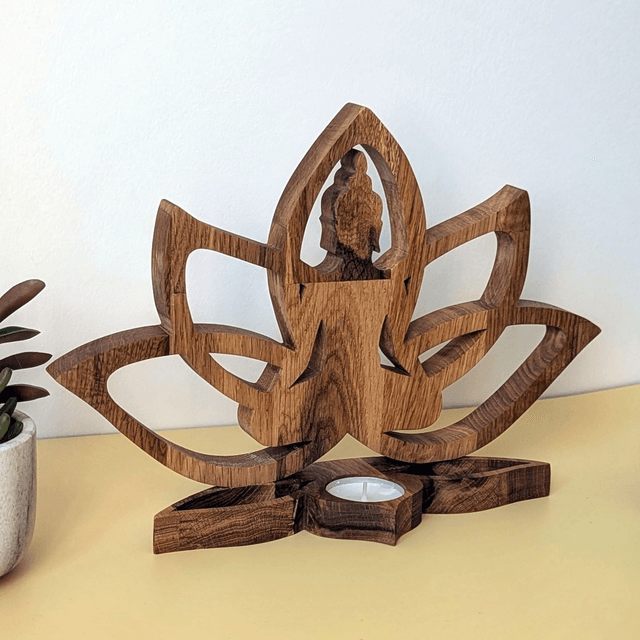 Fleur de lotus bouddha en chêne