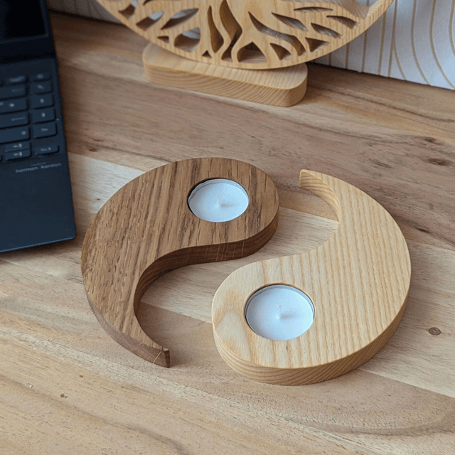 Yin et Yang en chêne et frêne