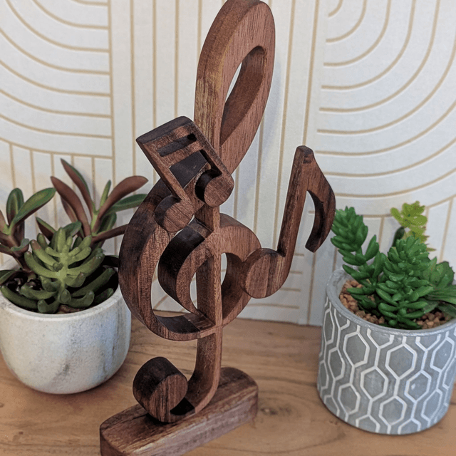 Clef de sol et notes en acacia