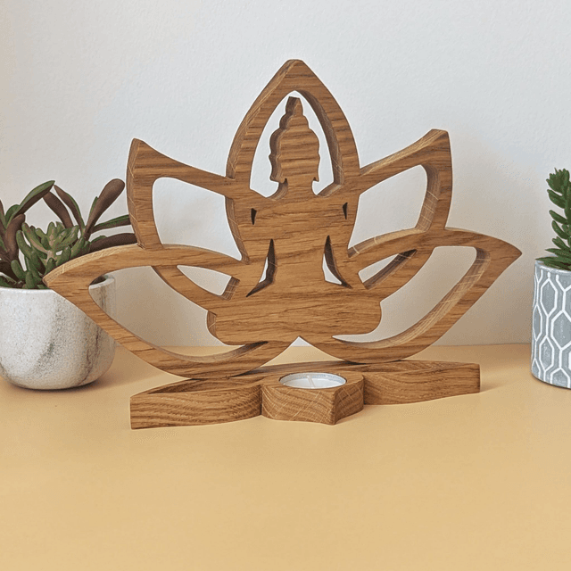 Fleur de lotus bouddha en chêne