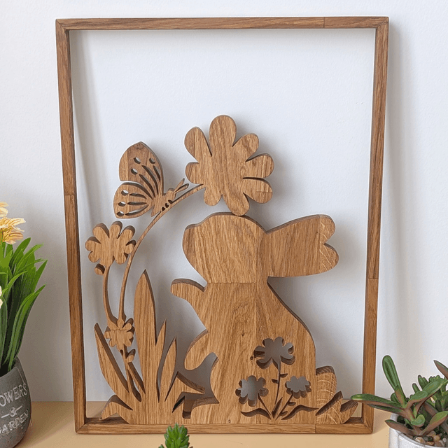 Tableau lapin en chêne