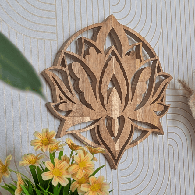 Fleur de lotus en acacia